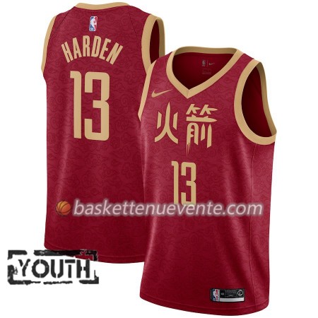 Maillot Basket Houston Rockets James Harden 13 2018-19 Nike City Edition Rouge Swingman - Enfant